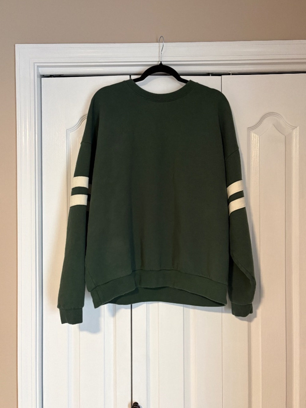 Clare V Oversized Varsity Sweatshirt Hunter Green Crewneck Sweatshirt - XXL